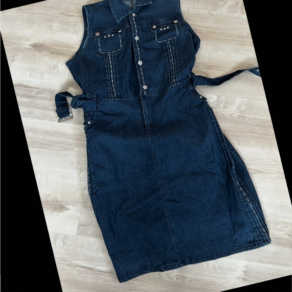 90’s Stylish Denim Midi Dress